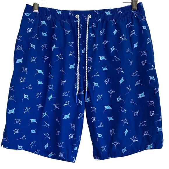 Bonobos Riviera Recycled Swim Trunks 9” Blue Stingrays Shorts Casual Vacation M - Picture 2 of 16